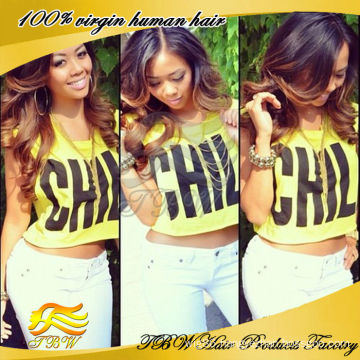 Wholesale brazilian virgin human hair ombre full lace wig color #1b/#4